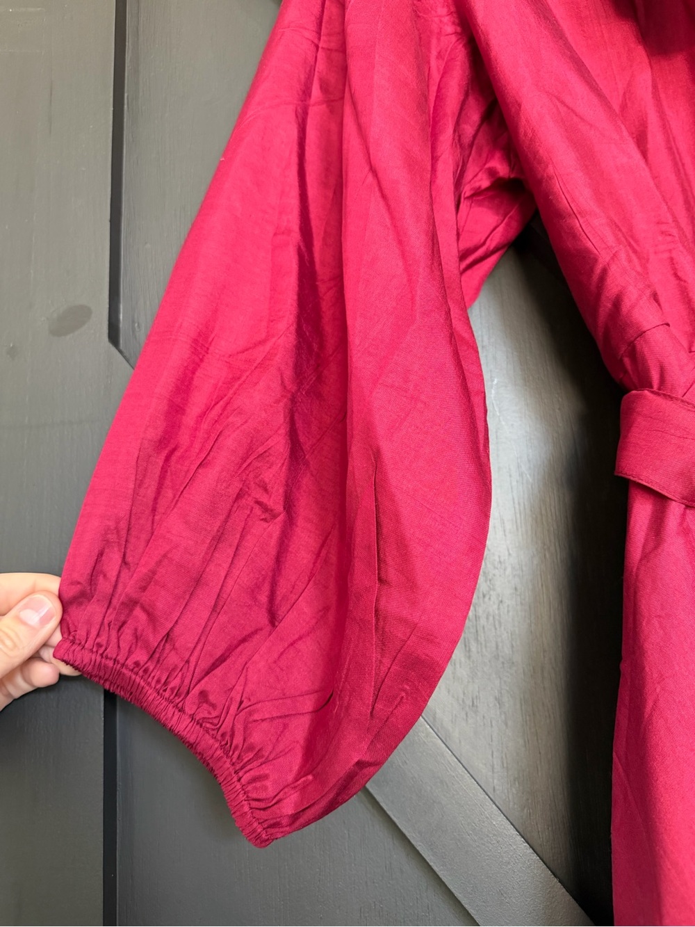 Sue Sartor Pleated Sleeveless Flounce Mini Dress in Burgundy Silk Taffeta, XL - Picture 4 of 9